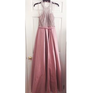 XSCAPE Pink beaded long dress
